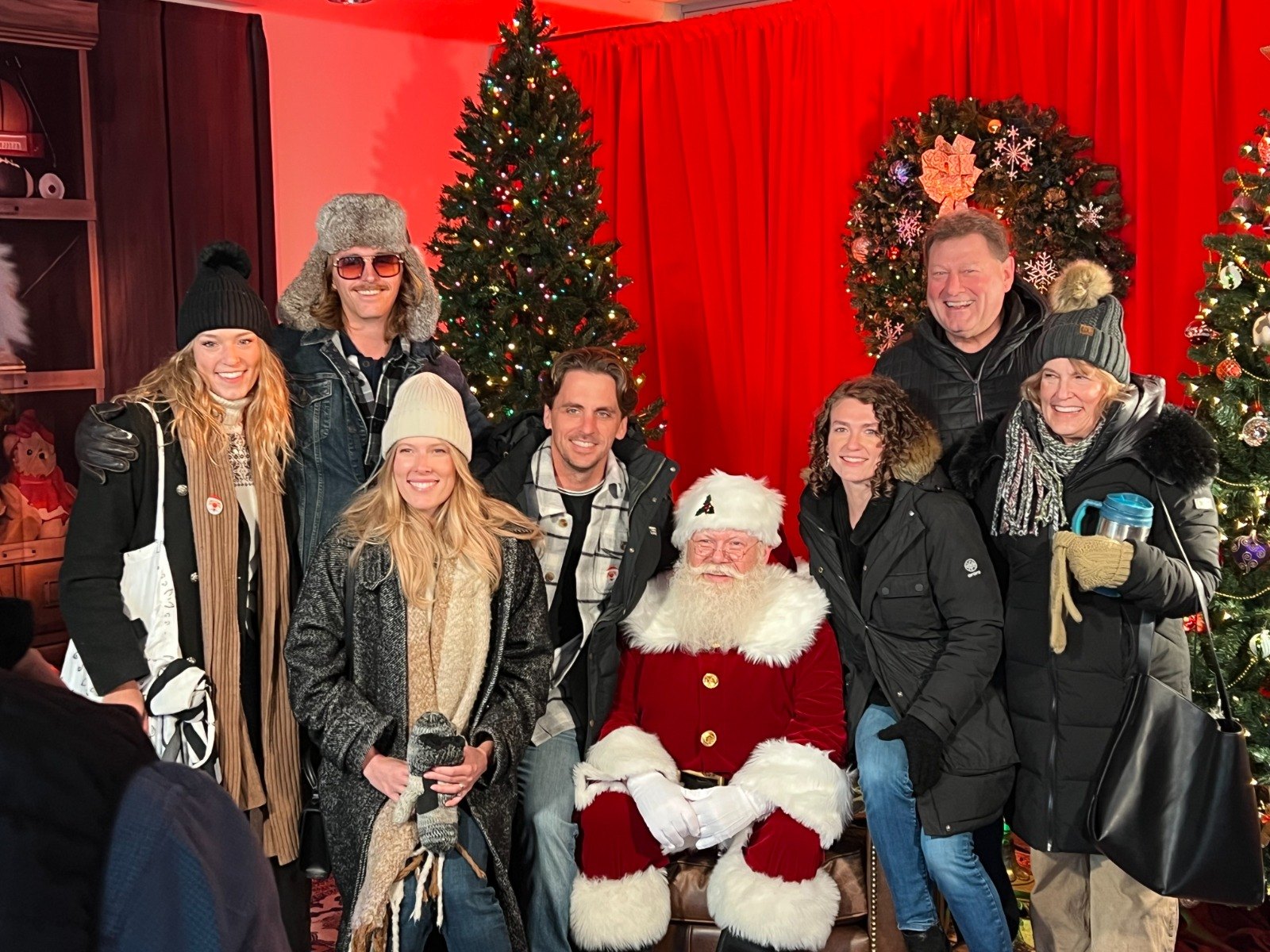 A family visiting Santa